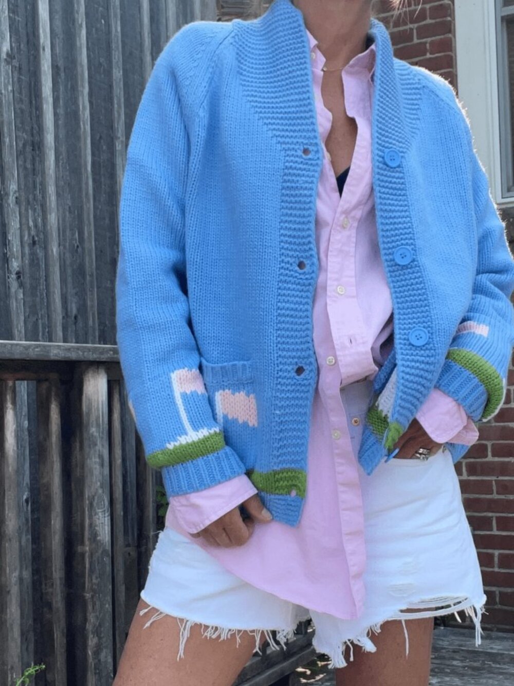 Green Casual Y2k Women's Graphic Sweater Cardigan - Picture 3 of 5